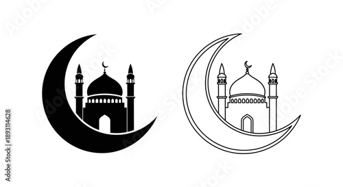 Islamic mosque crescent moon symbol Vector