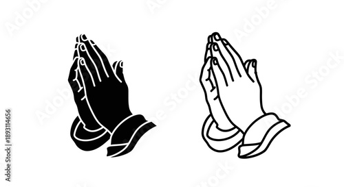Praying hands symbol religious faith prayer Vector