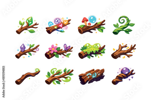 Fantasy Branch Icons. Cookie baking process. Solid icon set of Cookie baking process: ingredient mixing, dough kneading, dough resting, dough rolling, cookie