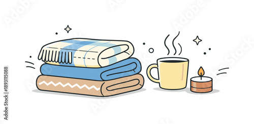 Cozy Wool Blankets. Seasonal home comfort. Wool blankets folded and ready for use during a quiet evening. Calm, inviting mood focused on softness and everyday