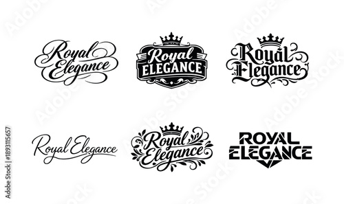 Elegant Calligraphy Variations. Luxury calligraphy headers. Set lettering. harmonious lettering variations of the same emblematic concept, each with different
