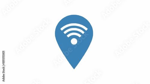 Blue WiFi hotspot location symbol icon.