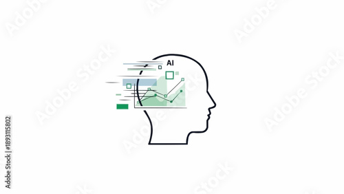 Brain with AI and data visualization.