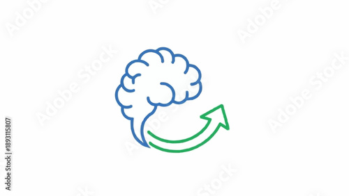 Brain with circular arrow symbol.