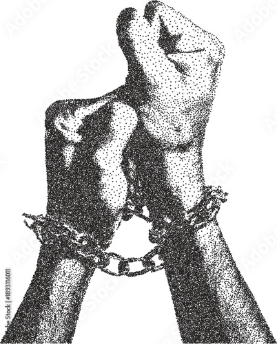 Handcuff vintage y2k stipple art, arrest halftone stipple brutalist retro vector png with transparent background, steel 2000s aesthetic photocopy effect tattoo