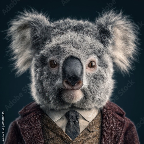 Wallpaper Mural Koala Bear Wearing Brown Tweed Suit, Artistic Animal Portrait Torontodigital.ca