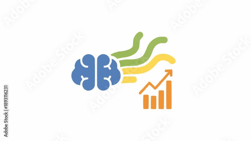 Brain with growing business graph.