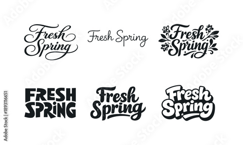 Spring Lettering Variations. Fresh Spring Poster. Set lettering. harmonious lettering variations of the same emblematic concept, each with different artistic