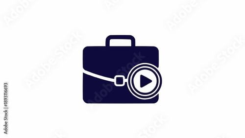 Briefcase with play button icon.