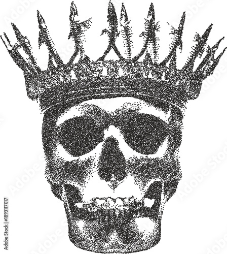 Skull retro y2k stipple design skeleton halftone brutalist urban vector png with clear background, bone 2000s photocopy grunge tattoo gen z effect