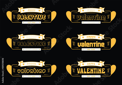 Valentine Day vector design set with romantic hearts and elegant decorative elements.