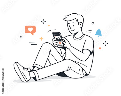Social Media Scrolling. Social media scrolling. Person holding a smartphone and casually scrolling through a feed, relaxed posture and quiet digital immersion.