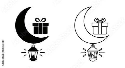 Ramadan gift moon lantern eid symbols Vector