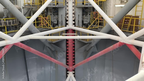 Jack up rig legs, fixation system and jacking motor on a jack up rig.
