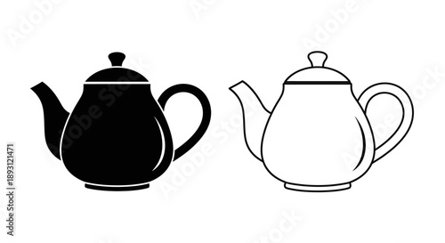 Teapot silhouette black and white Vector