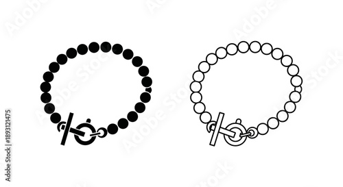 Black white beaded bracelets fashion jewelry accessory Vector