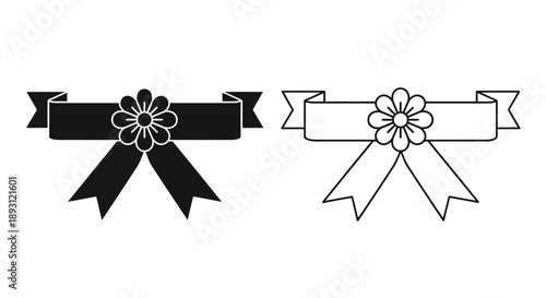 Black and white ribbon banner designs Vector