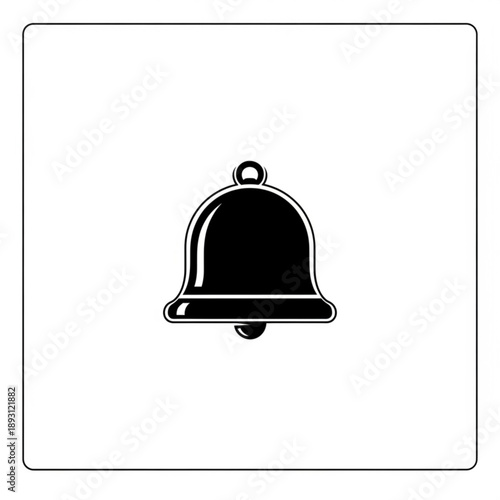 A shiny black bell icon with thin black outline