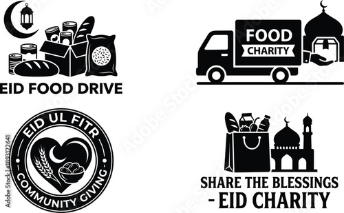 Charity food drive illustration for humanitarian aid concept