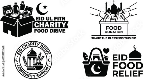 Charity food drive illustration for humanitarian aid concept