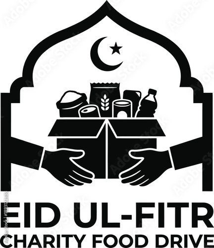 Charity food drive illustration for humanitarian aid concept