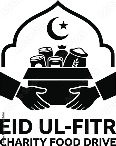 Charity food drive illustration for humanitarian aid concept