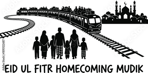 Homecoming family travel during traditional festive holiday celebration illustration