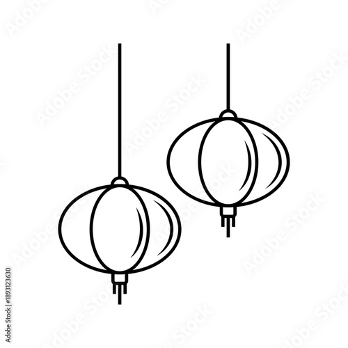 Lantern Icon Illustration. Lunar New Year Ornament Logo Vector
