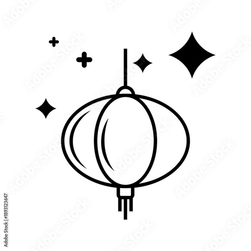 Lantern Icon Illustration. Lunar New Year Ornament Logo Vector
