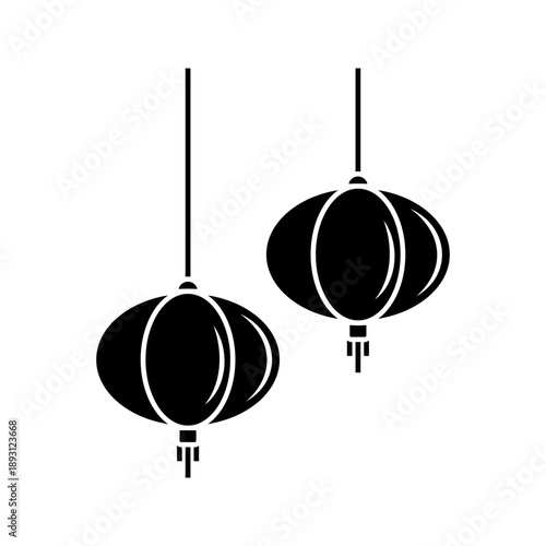 Lantern Icon Illustration. Lunar New Year Ornament Logo Vector
