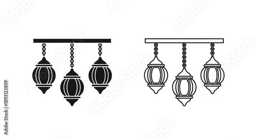 Modern hanging lanterns interior decor lighting fixture Vector