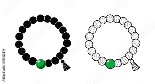 Black green bead bracelet jewelry trendy accessory Vector