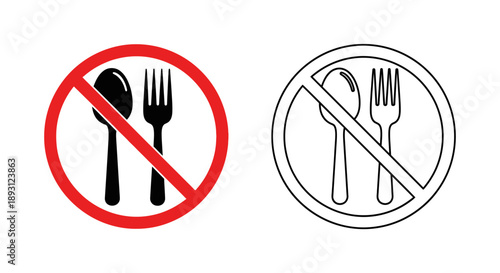No utensils signage prohibited symbols Vector