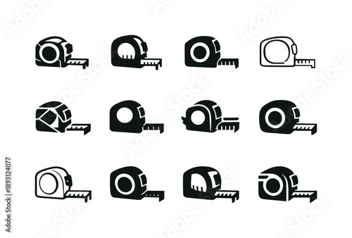 Home Project Icons. Home improvement and DIY projects. Icon set. Set Logo of Home improvement and DIY projects: tape measure. harmonious logo variations of the