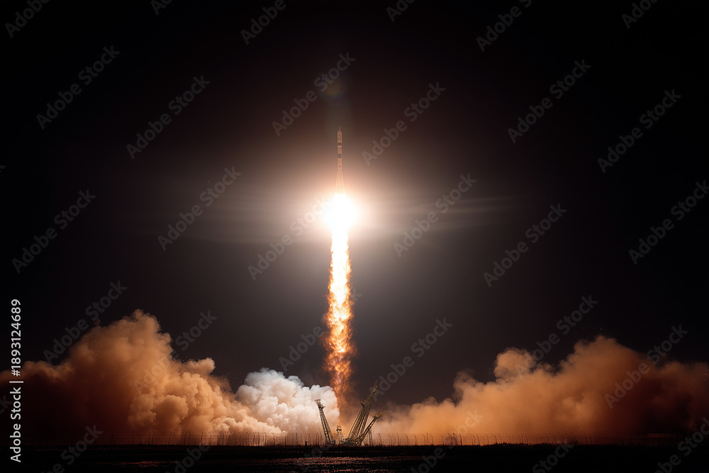Fototapeta premium Night rocket launch