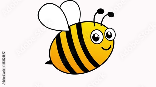 Flying happy bee animation. Cute bumblebee animated video.