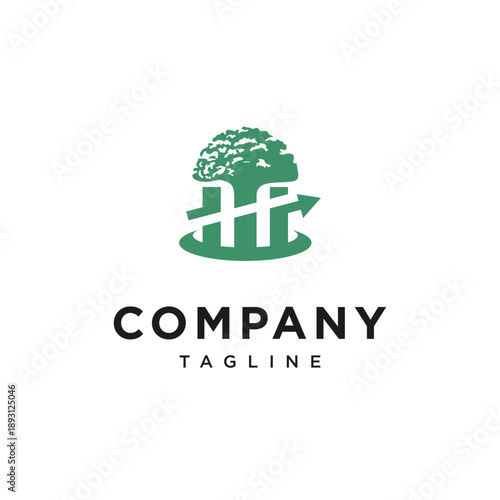 Tree Investment Bar Chart or Wealth management Logo Icon Vector