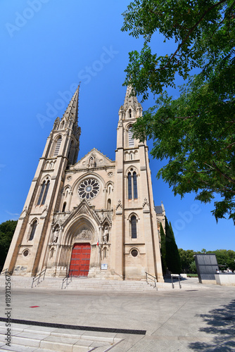 Saint-Baudile Church in Nîmes Under Blue Summer Sky, August 14, 2025