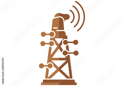 A stylized telemetry antenna icon featuring a Santa Claus figure transmitting data. Modern, vector design. Ideal for tech, data, and holiday themes.