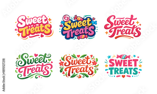 Playful Lettering Variations. Playful Brand Label. Set lettering. harmonious lettering variations of the same emblematic concept, each with different artistic