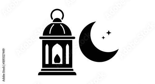 Islamic lantern moon night sky symbol Vector