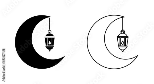 Moon crescent lantern islamic symbol design Vector