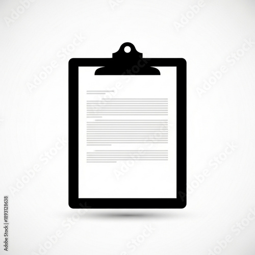 A black clipboard with a document