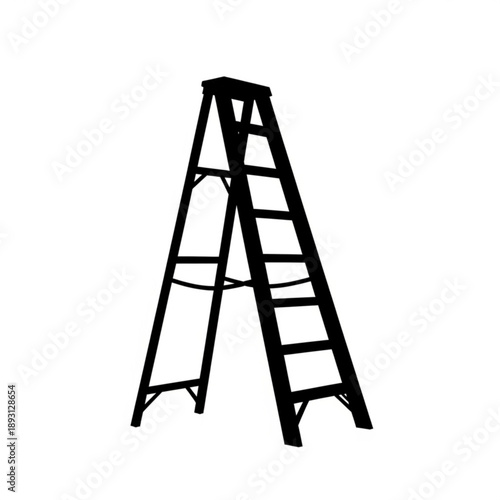 A black silhouette of a step ladder with multiple rungs