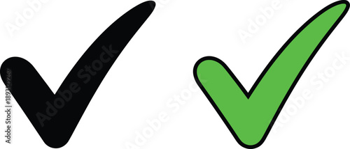 Black and green checkmarks on white background symbols