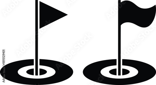 Black flags on poles with circular bases