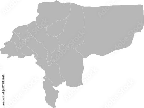 Isfahan, Iran – administrative vector map with county boundaries (Web Mercator projection, PPT-compatible & fully editable)