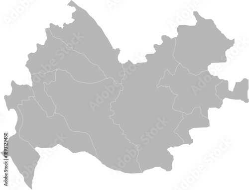 Kermanshah, Iran – administrative vector map with county boundaries (Web Mercator projection, PPT-compatible & fully editable)