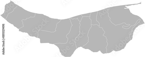 Mazandaran, Iran – administrative vector map with county boundaries (Web Mercator projection, PPT-compatible & fully editable)