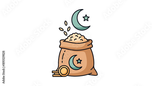 Clay Pot Filled with Rice Grains.